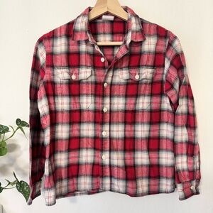 🍂 GAP Kids Plaid Flannel Button-Down Shirt – Red/White/Black